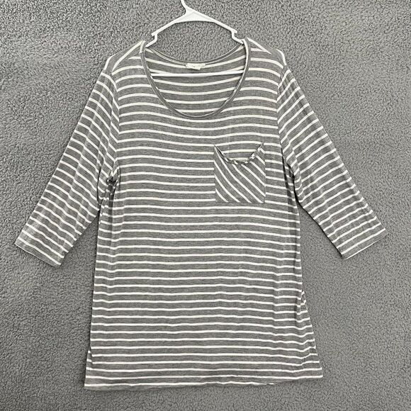 Simple Suzanne Betro Tops - Simple Suzanne Betro Gray White Women XL Casual Pocket Tunic Top‎